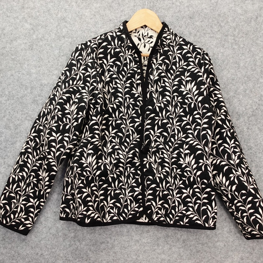 Art To Wear Womens Reversible Jacket M White Black Vine Usa Artisan Trimdin $238